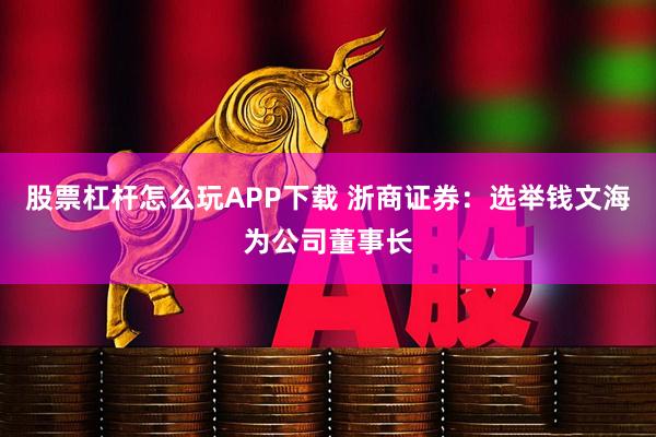 股票杠杆怎么玩APP下载 浙商证券：选举钱文海为公司董事长