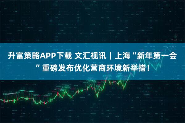 升富策略APP下载 文汇视讯｜上海“新年第一会”重磅发布优化营商环境新举措！