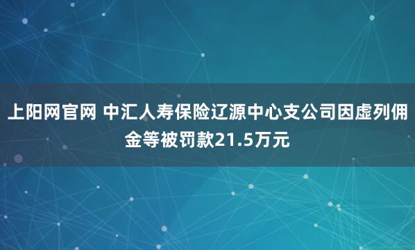 上阳网官网 中汇人寿保险辽源中心支公司因虚列佣金等被罚款21.5万元